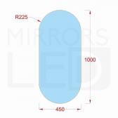 Piliulės formos veidrodis 450×1000 mm / Galinis apšvietimas