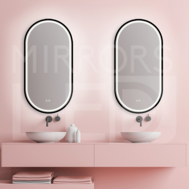 Piliulės formos veidrodis 500×1000 mm / Priekinis apšvietimas 1