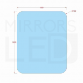 Stačiakampis veidrodis apvalintais kampais 800×1000 mm / Galinis apšvietimas