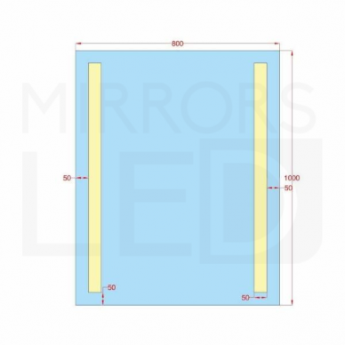 Stačiakampis veidrodis 800×1000 mm / Priekinis apšvietimas 3