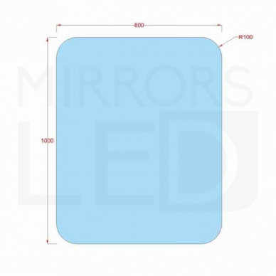 Stačiakampis veidrodis apvalintais kampais 800×1000 mm / Galinis apšvietimas 1